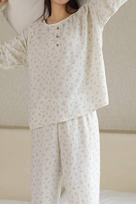 Round-neck printed pajama set - liwisi