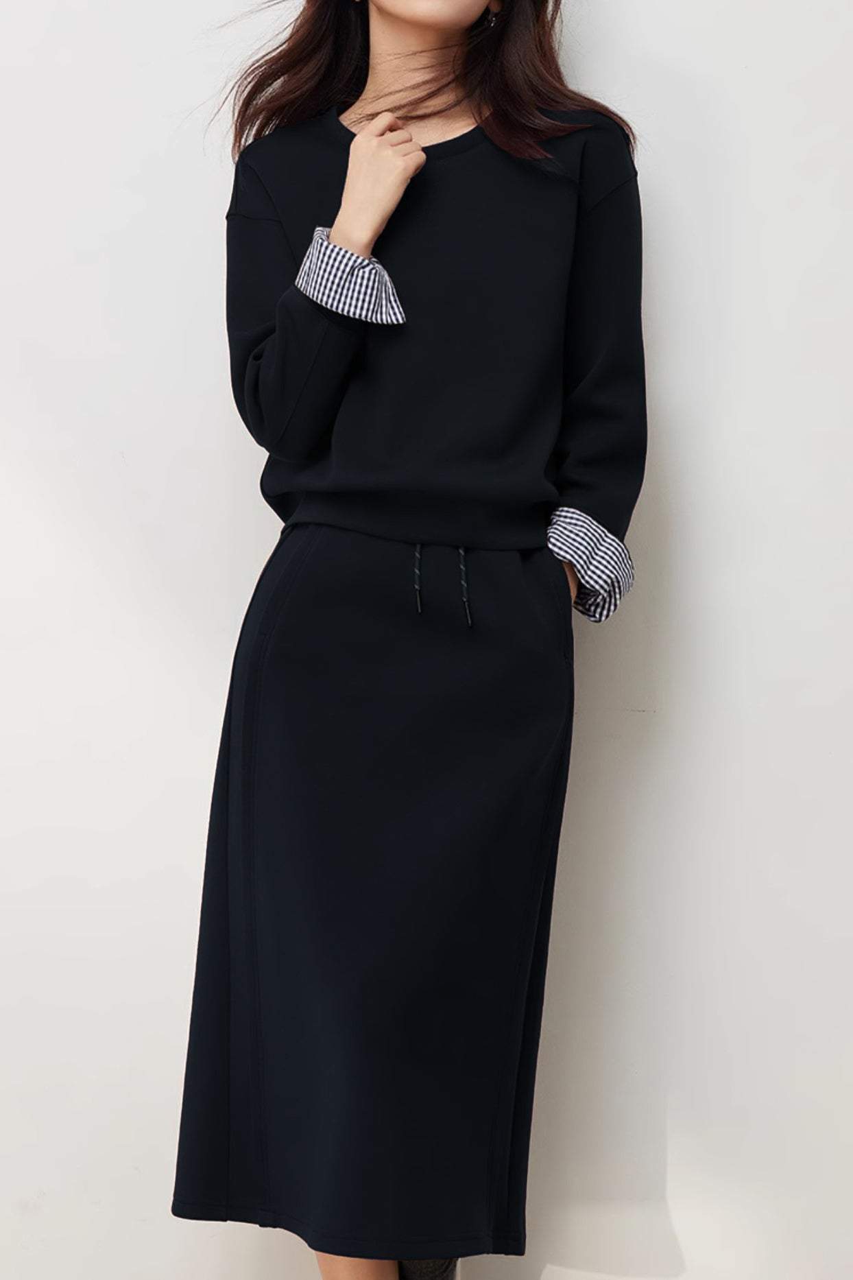 Simple sweatshirt and half skirt set - liwisi