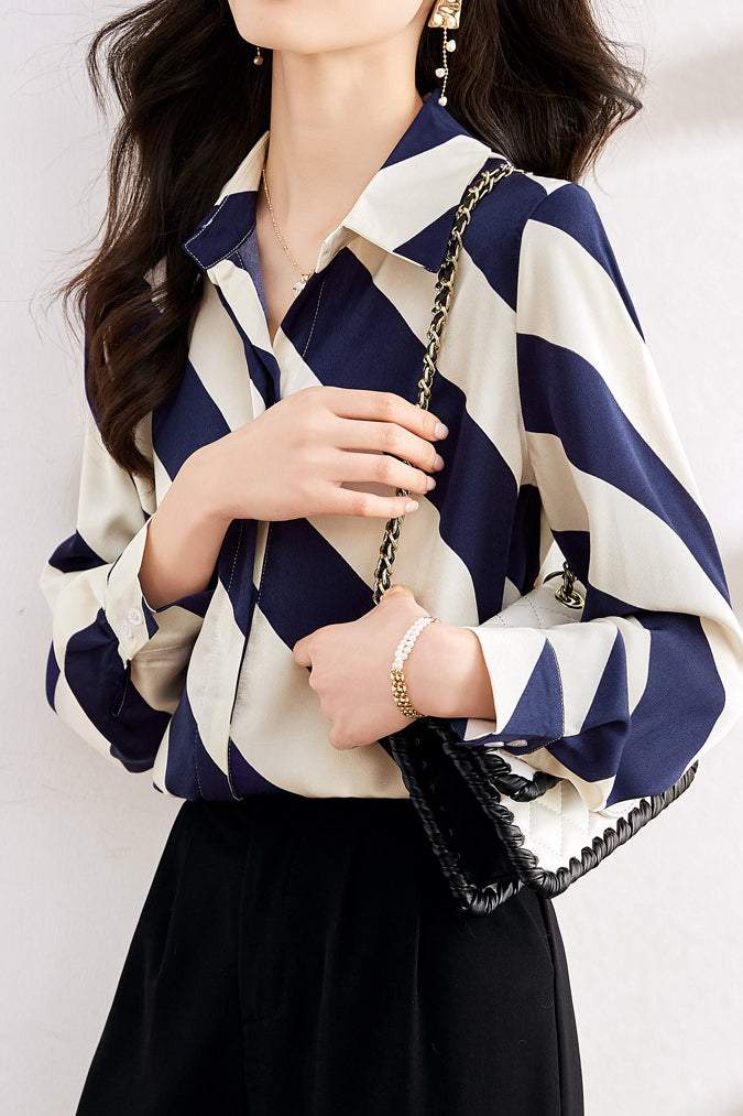 Striped Collared Shirt - liwisi
