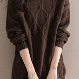 Half turtleneck loose knitted sweater - liwisi