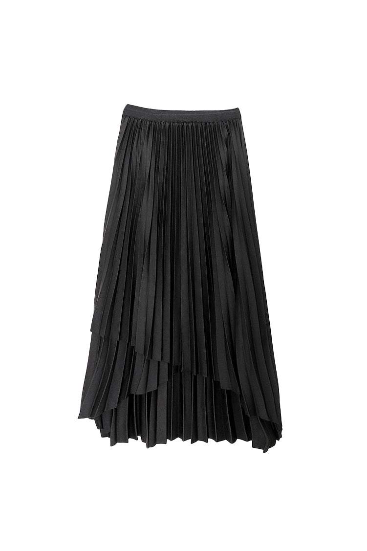 イレギュラーヘムロングプリーツスカート 4色入 - liwisi