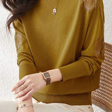Half High Neck Ice Silk Knit Top - liwisi