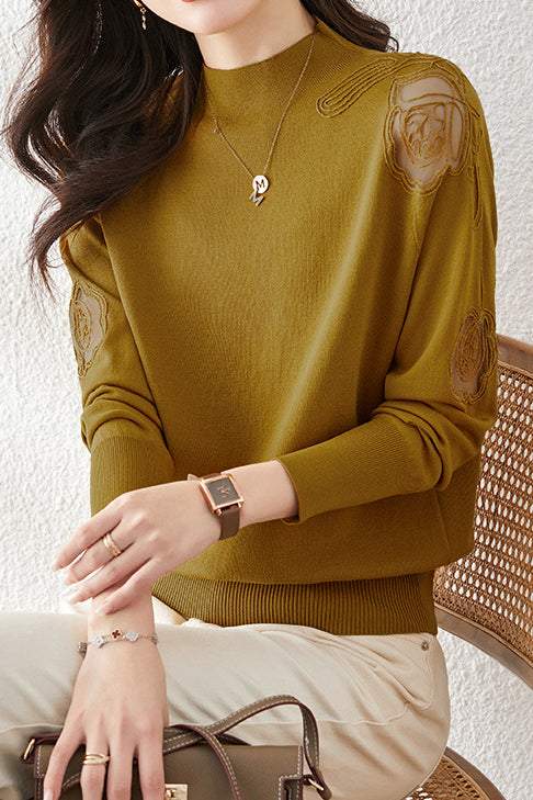 Half High Neck Ice Silk Knit Top - liwisi