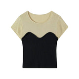 Bi-Color Contrast Casual Knit Top - 3 Colors Available - liwisi