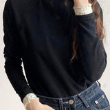Fleece-lined knitted shirt with lace trim. - liwisi