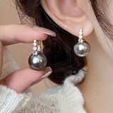 Light luxury copper micro inlaid zircon pearl earrings - liwisi