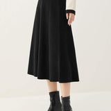 Long Flared Maxi Skirt Thickened Knit Skirt - liwisi