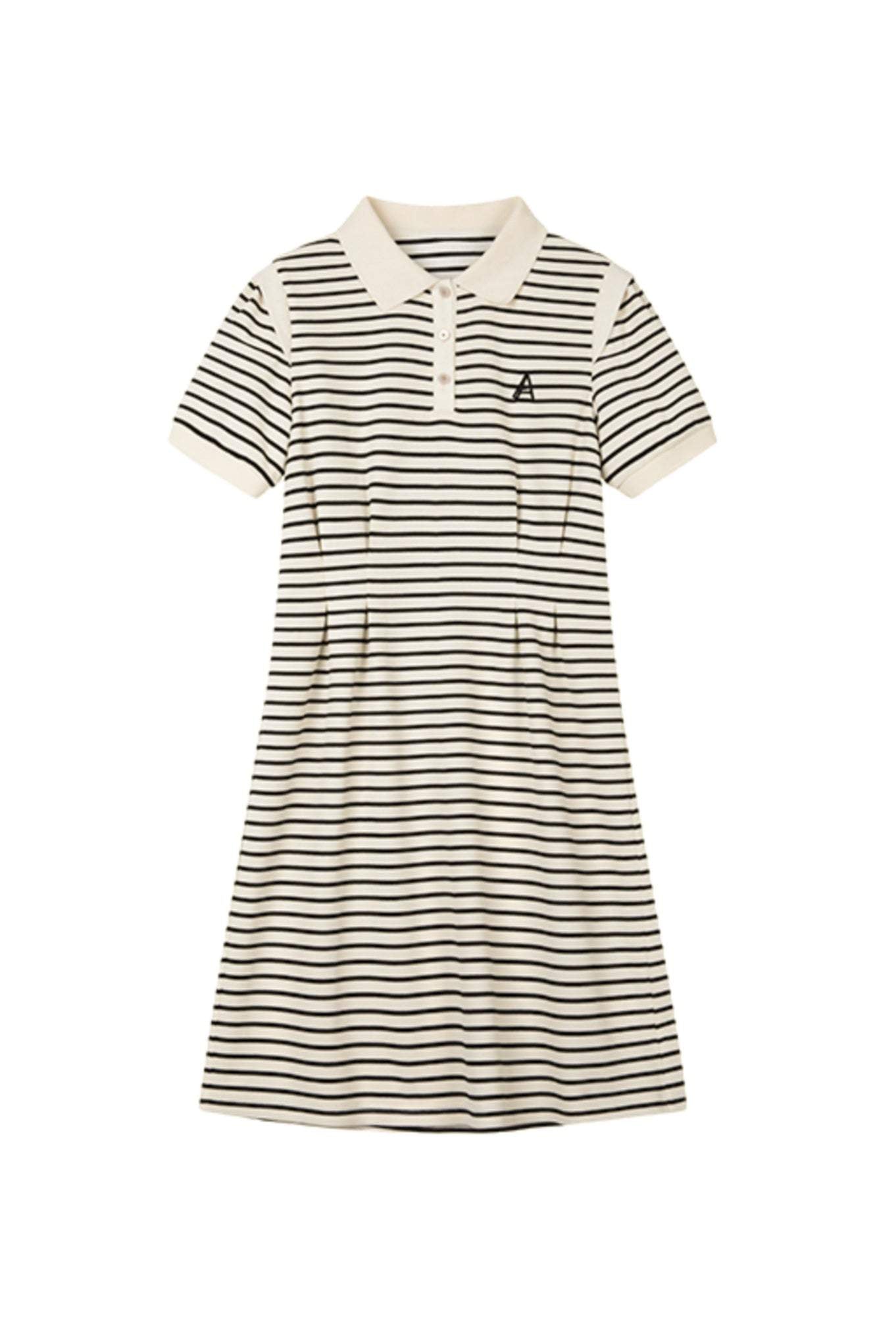 Polo Collar Striped Tuck-In Dress - liwisi