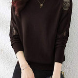 Half High Neck Ice Silk Knit Top - liwisi