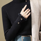 Solid-color Elegant Turtleneck Sweater. - liwisi