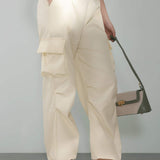 Drawstring hem maxi cargo pants, available in four colors - liwisi