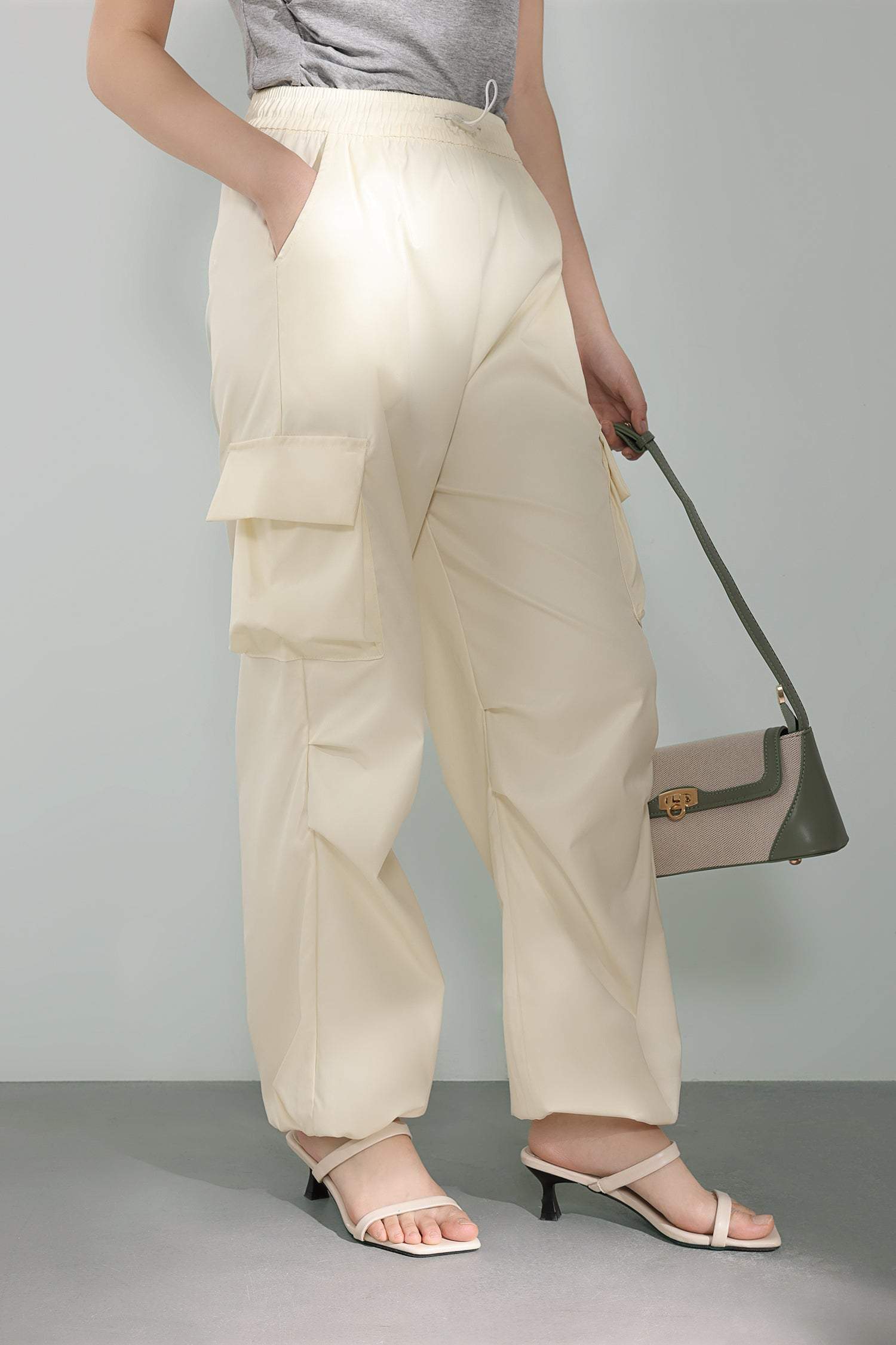 Drawstring hem maxi cargo pants, available in four colors - liwisi