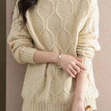 Half turtleneck loose knitted sweater - liwisi