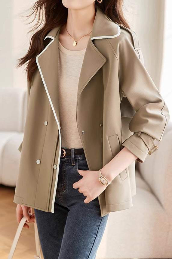 Stand Collar Bi-Color Jacket with Lining - liwisi
