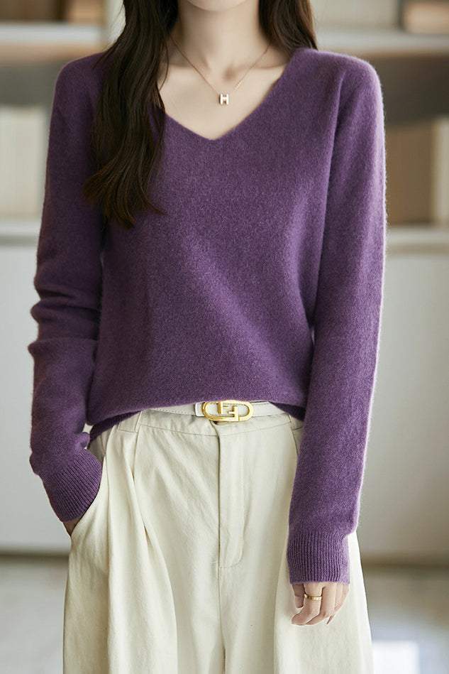 Solid-color versatile knitted shirt - liwisi
