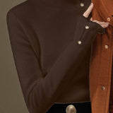 Solid-color Elegant Turtleneck Sweater. - liwisi