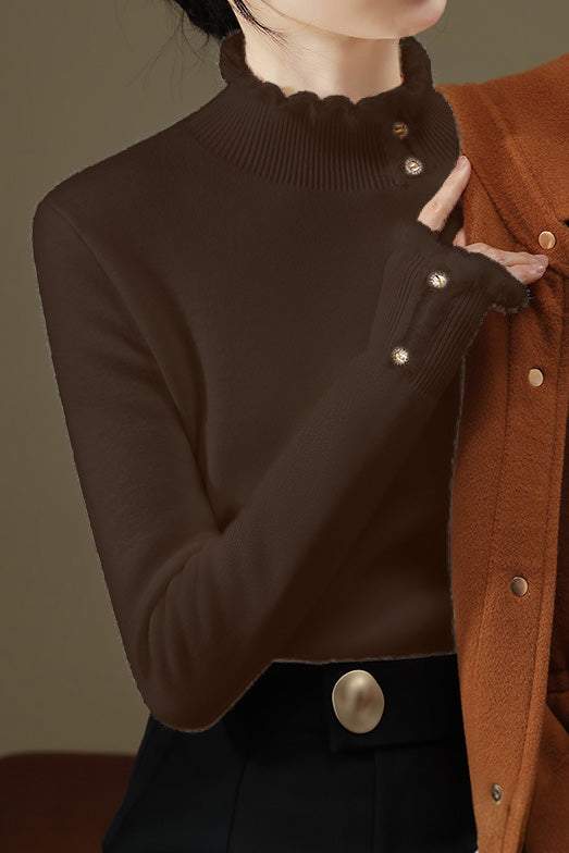 Solid-color Elegant Turtleneck Sweater. - liwisi