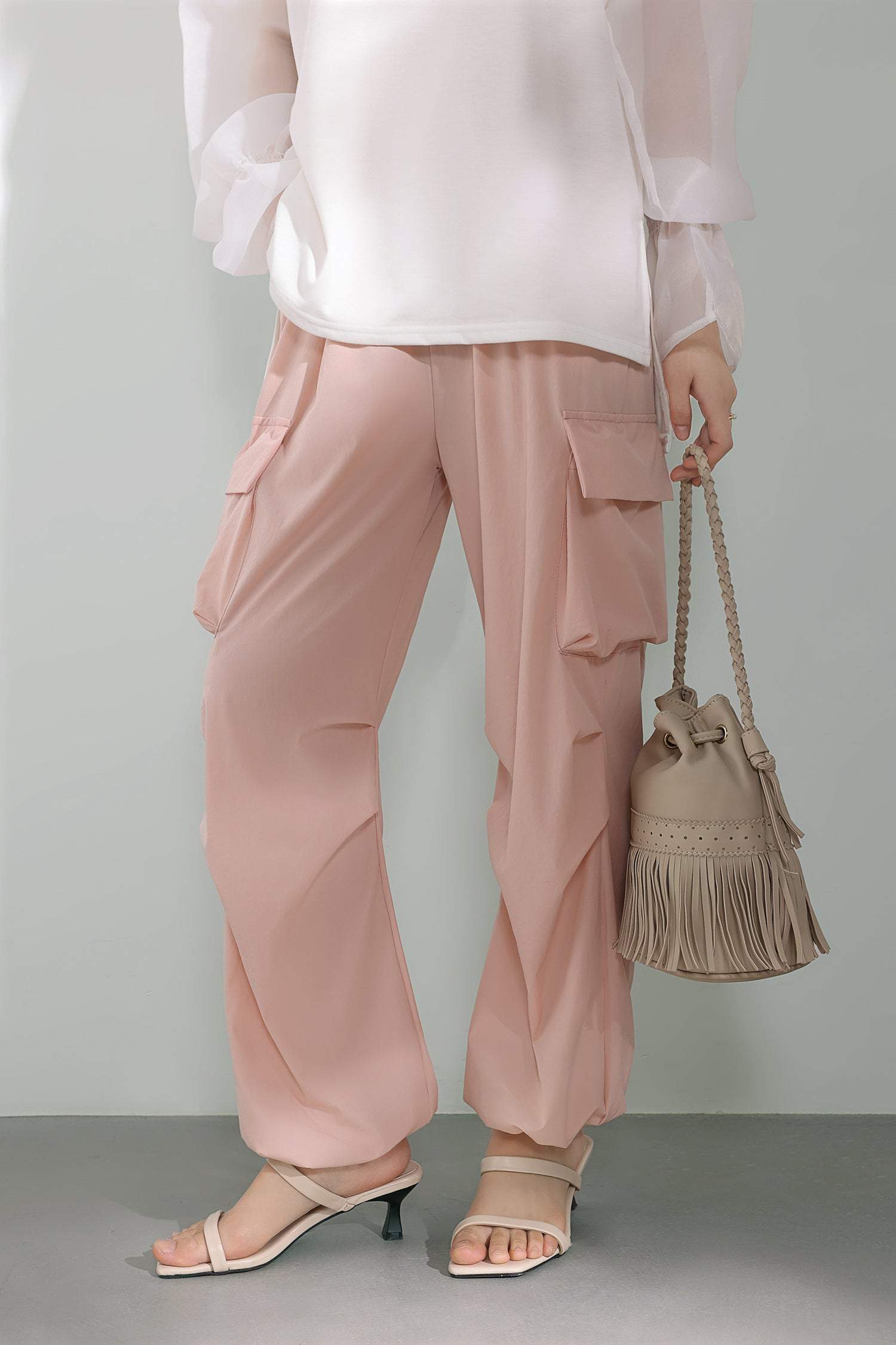 Drawstring hem maxi cargo pants, available in four colors - liwisi