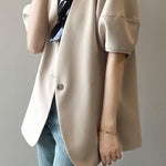 Vネックランタンスリーブシングルプレストジャケット 裏地付 2色入 - liwisi