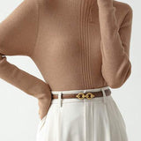 Elegant Ruffle Trim Knit Sweater - liwisi