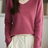 Solid-color versatile knitted shirt - liwisi