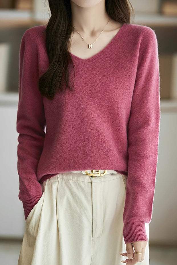 Solid-color versatile knitted shirt - liwisi