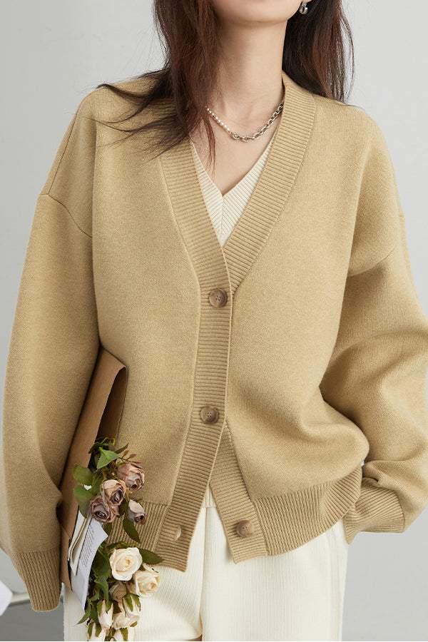 Layered Look V-Neck Drop Shoulder Knit - 4 Colors Available - liwisi