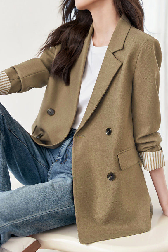 Striped spliced suit jacket - liwisi