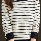Half Turtleneck Striped Knitted Top - liwisi