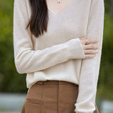 Solid-color versatile knitted shirt - liwisi