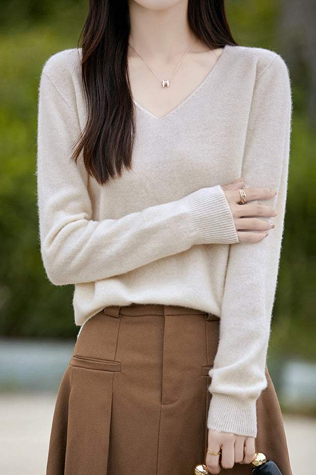 Solid-color versatile knitted shirt - liwisi