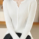Round-neck knitted cardigan - liwisi