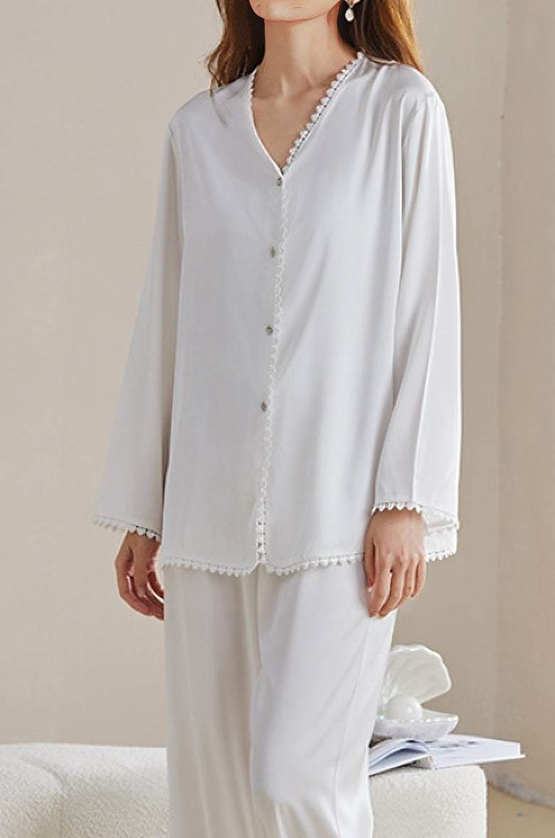 Lace ice silk pajamas set - liwisi