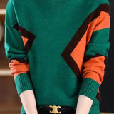 Bottle Neck Jacquard Bi-Color Knit - 4 Colors Available - liwisi