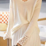 Ruffled Collar Open Knit Drop Shoulder Knit - 2 Colors Available - liwisi