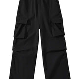 Drawstring hem maxi cargo pants, available in four colors - liwisi