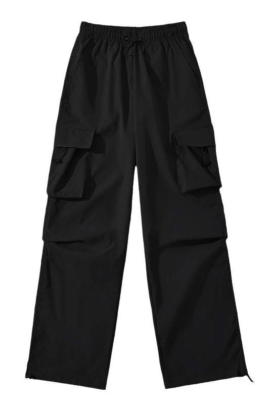 Drawstring hem maxi cargo pants, available in four colors - liwisi