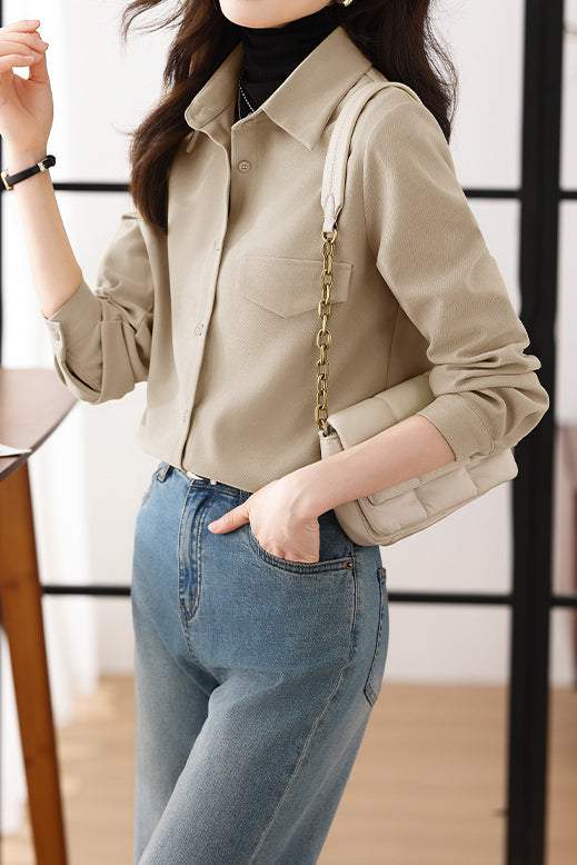 All-match Korean-style long-sleeved shirt - liwisi