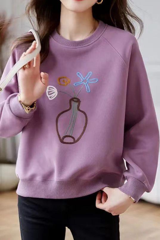 Exquisite Floral Pattern Long Sleeve Layering Hoodie - liwisi
