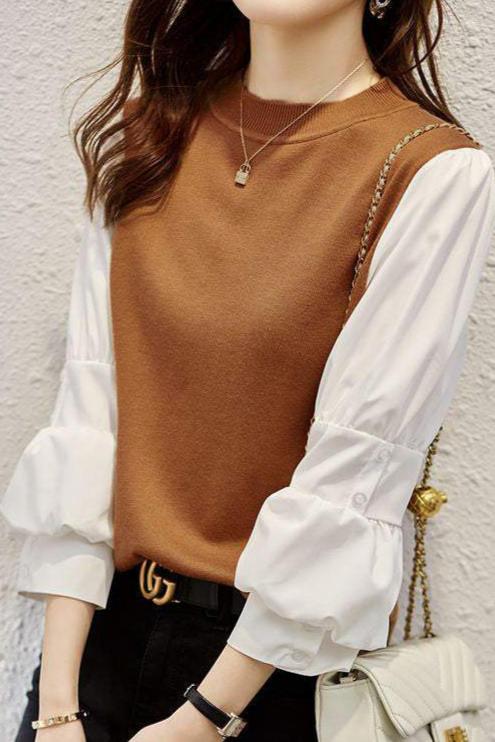 Minimalist Knit Patchwork Shirt - liwisi