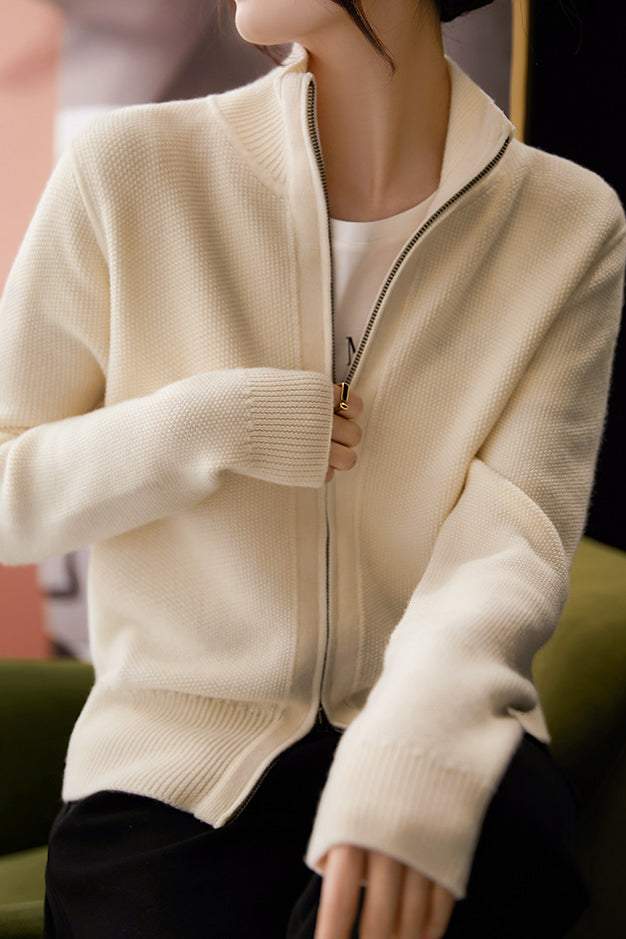 Tall Collar Classic Knit Blouson - 3 Colors Available - liwisi