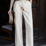 Woven Belt Casual Maxi Pants - 3 Colors Available - liwisi