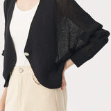 Plain Batwing Sleeve V-Neck Knit Cardigan - 2 Colors Available - liwisi