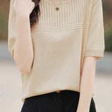 Round Neck Openwork Knit Top - 5 Colors Available - liwisi