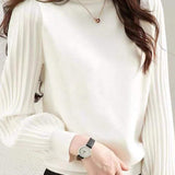 Collared Turtle Neck Long Sleeve Knitted Wide Silhouette Sweater - 4 Colors Available - liwisi
