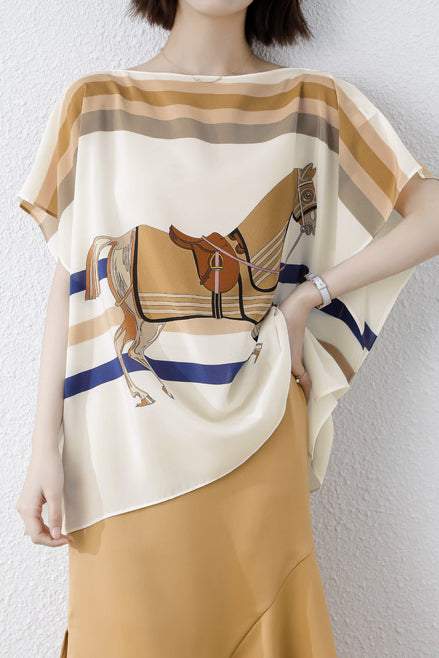 ポンチョ風サイドスリットアニマル柄Tシャツ 2色入 - liwisi