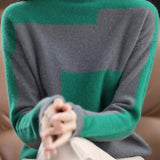 High Neck Color Block Knit Top in 4 Colors - liwisi