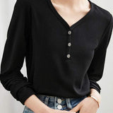 Black Tight Fit Long Sleeve Knit - liwisi