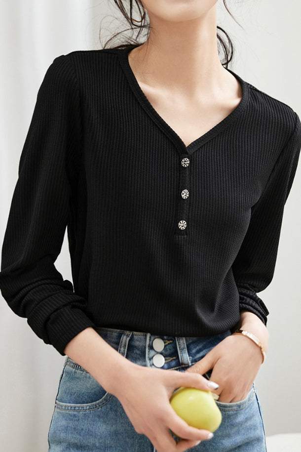 Black Tight Fit Long Sleeve Knit - liwisi