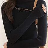 Round Neck Beaded Hollow Knit Top - liwisi